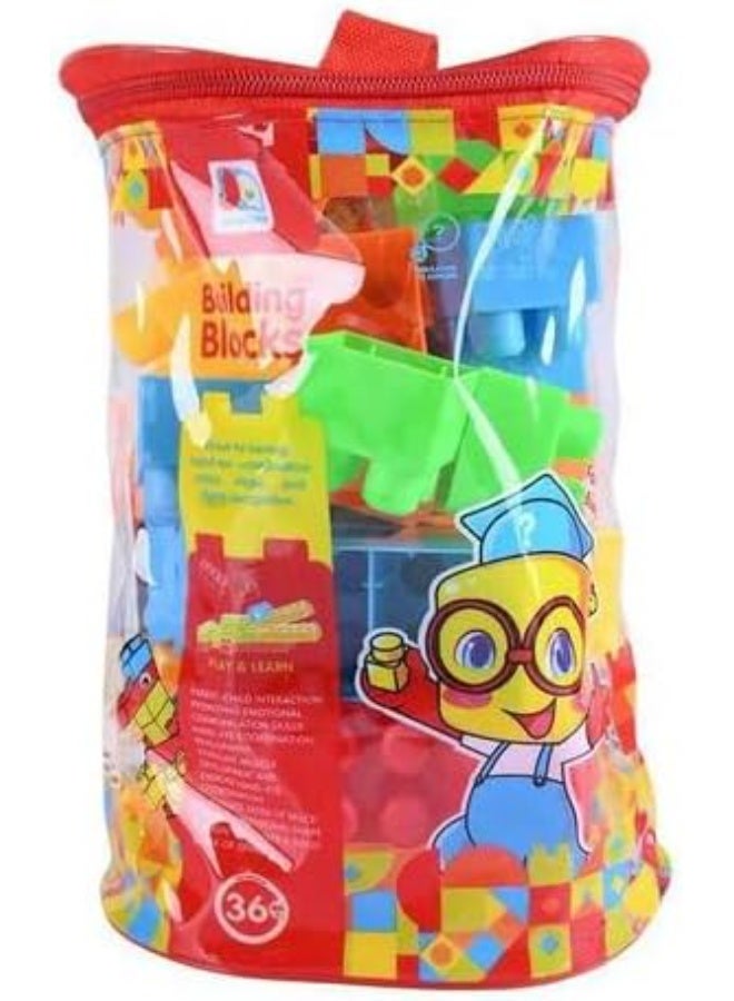 Building block set, more than 36 pieces, colorful building toy, parent-child interaction, with storage bag